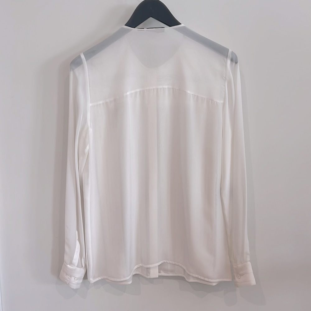 Carlisle White Button Down Silk Blouse - Size 4 - image 2